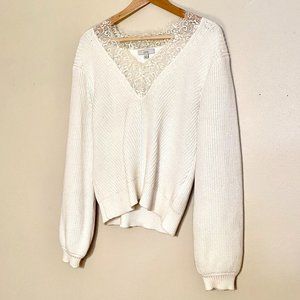 Joie Knit & Lace Sweater White - Size S